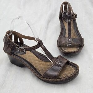 Ariat Shalimar Women's Size 8B Wedge Sandals Brown T strap Western Ankle‎ Strap